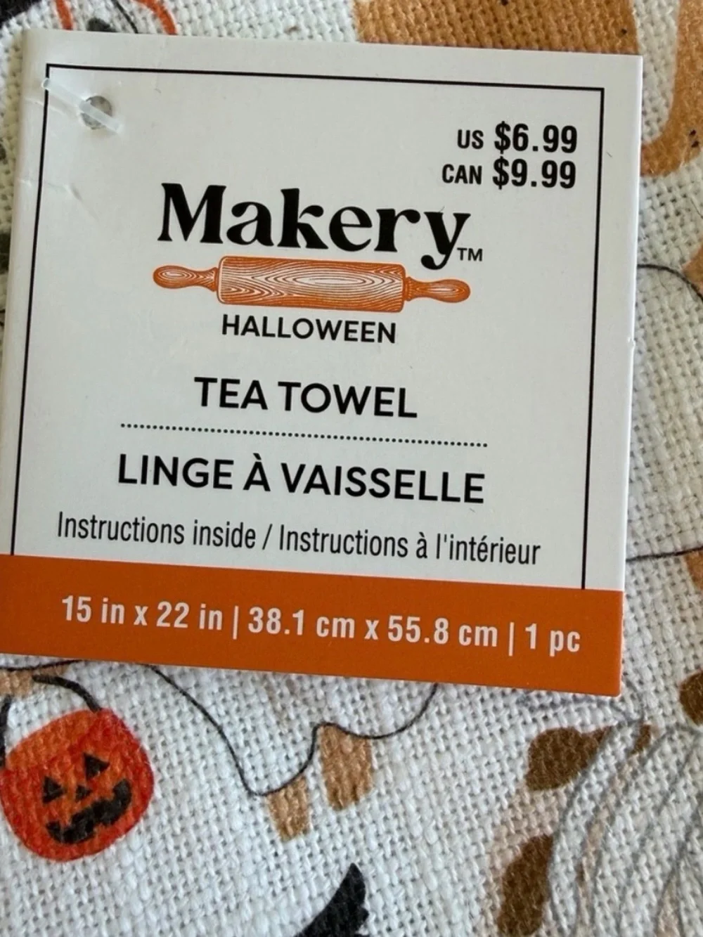 MAKERY Halloween Dog Tea Towels Set of 2 Cotton Kitchen Towels Ghosts Skeletons